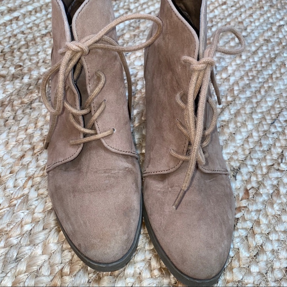 Madden Girl Wedge Booties - taupe suede